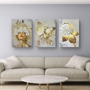 Tríptico mujer con margarita